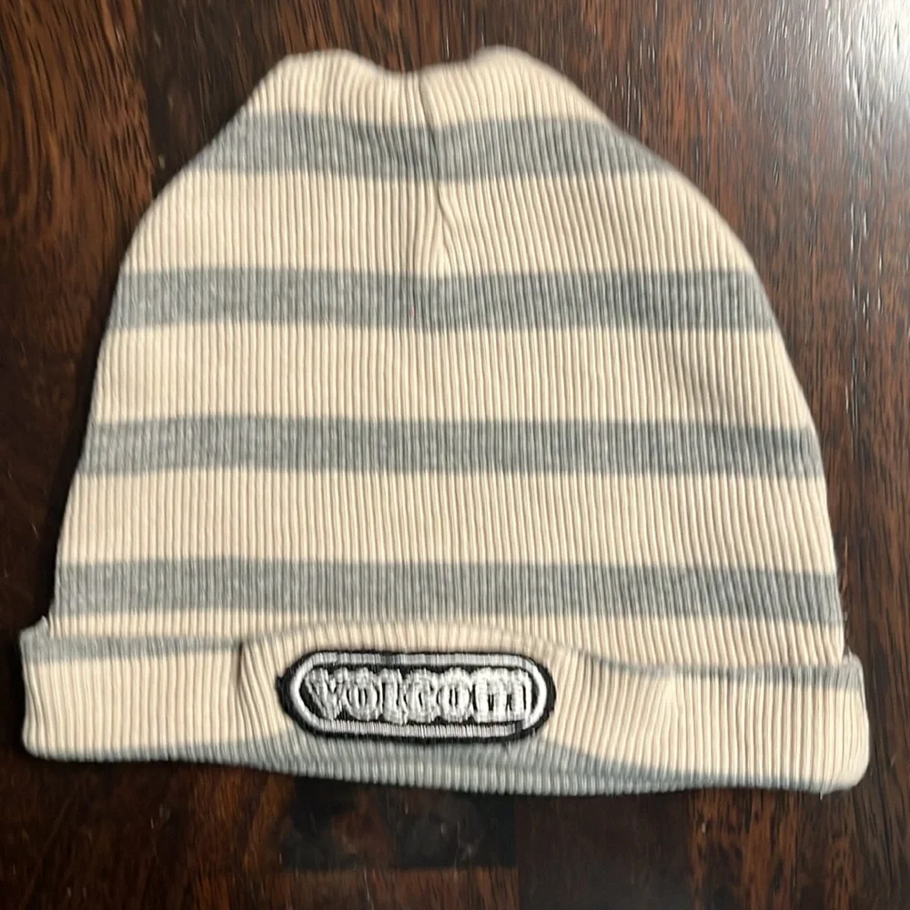 7 For All Mankind Baby Camo Beanie AND Volcom Striped Beanie BUNDLE